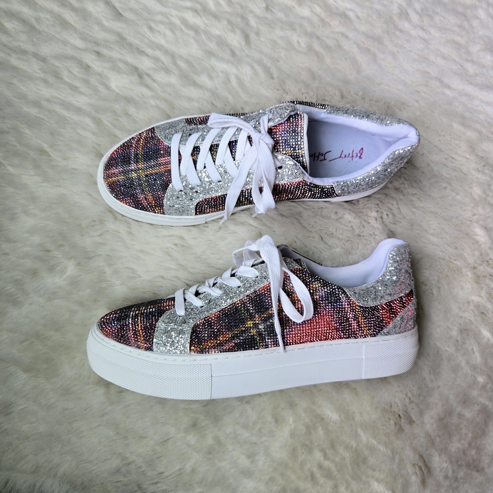 Betsey Johnson Glitter Plaid Sneakers
